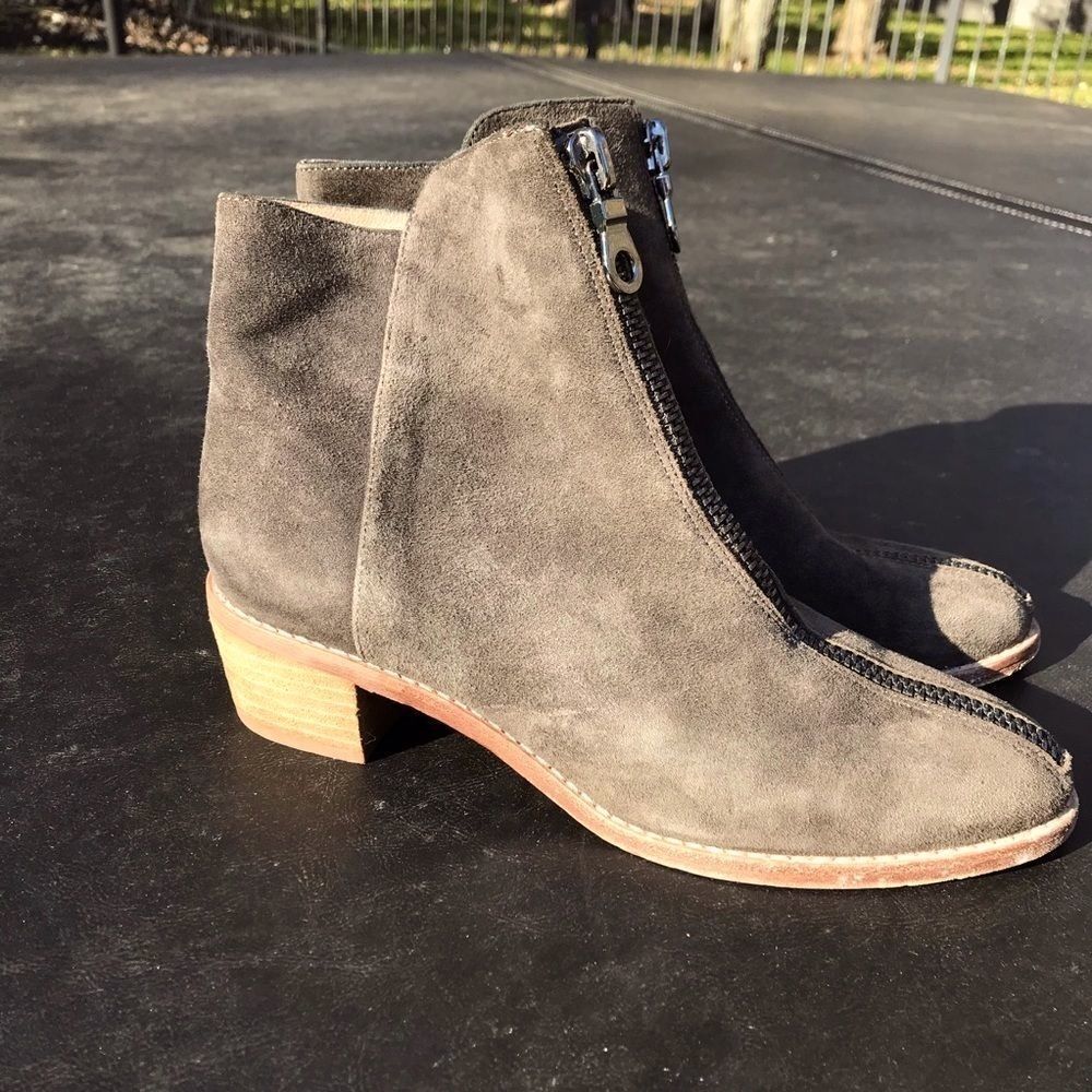 Matiko brown suede ankle boots with front zipper - Picture 2 of 8